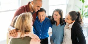 group of people hugging
